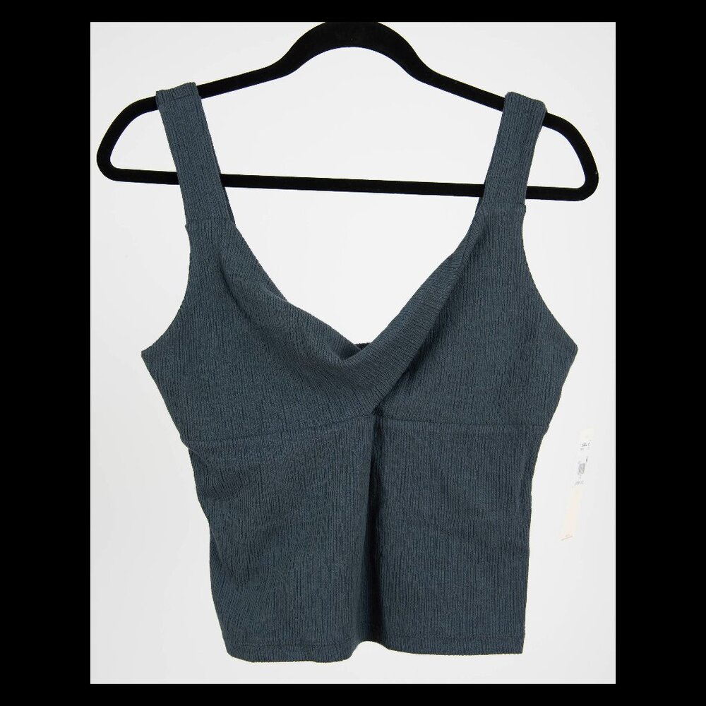 O'Neill Womens Jayde Slate Blue Twist Front Sleeveless Athleisure Top XL NWT